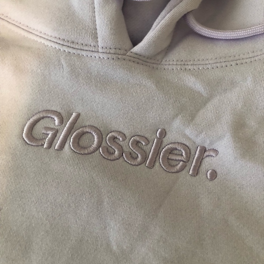 brand new glossier lavender hoodie size medium never worn